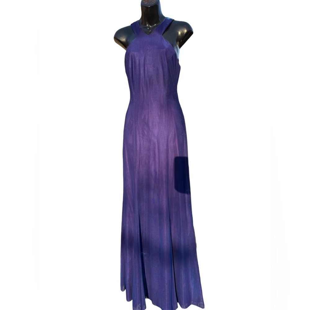 Steppin' Out VTG size 9/10 iridescent purple blue maxi dress Y2K prom 90's
